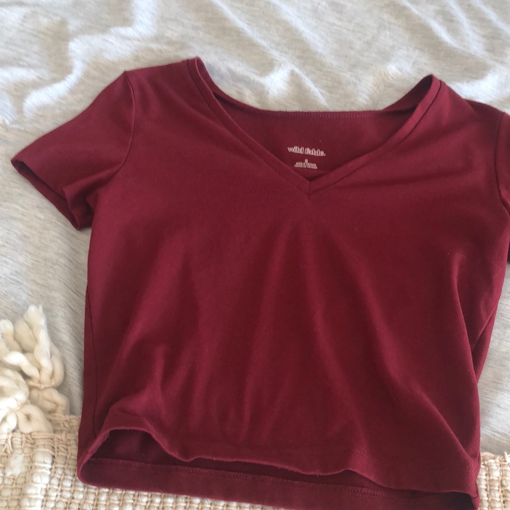 Dark red crop top for teens